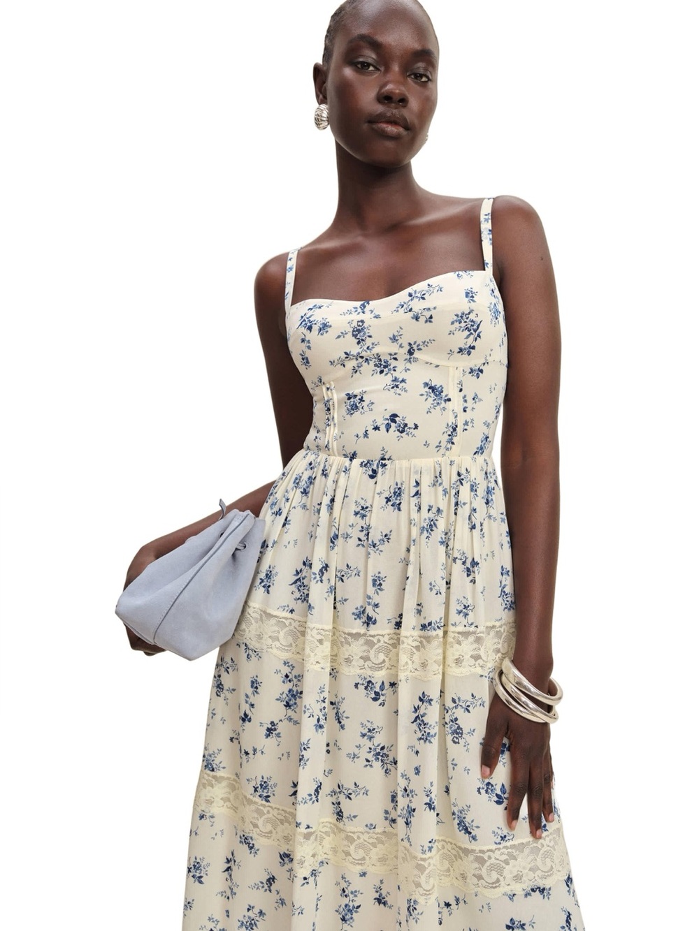 Reformation Dina Orlaya Georgette And Lace Sundress size 12